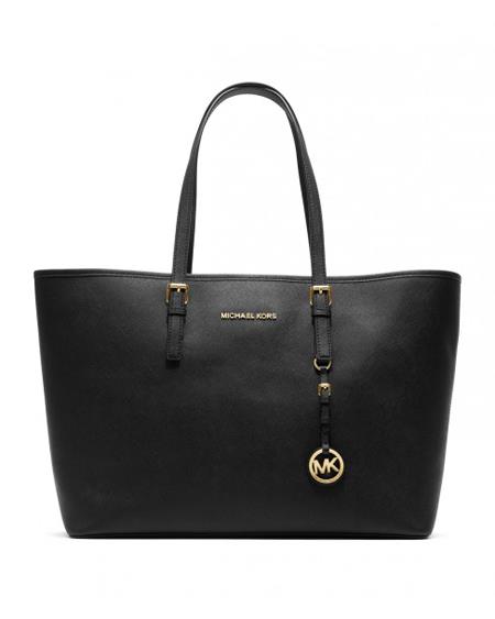 michael kors jet set reise tote svart saffiano skinn Stilen Populær 3sbfv